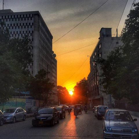 Sunset, streets of karachi