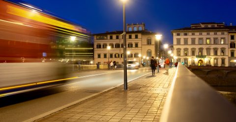 Evening, traffic on the bridge