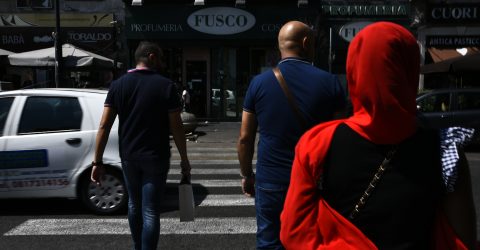 pedestrians on the street