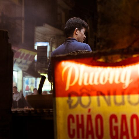 Man watching night market