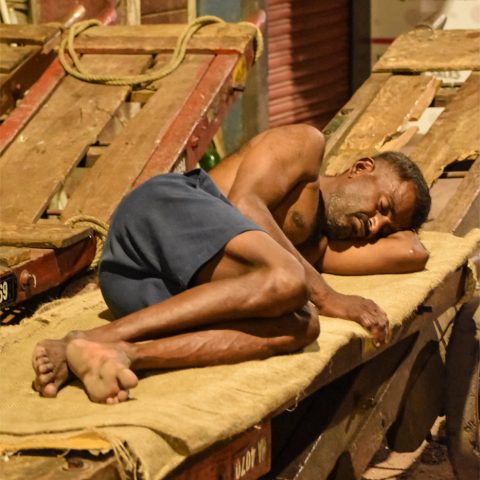 Mumbai night streets. Rest after hard day.