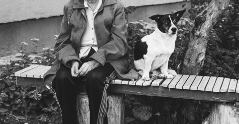 Elderly woman with her dog