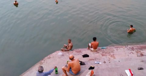 People taking a bath in holy river Ganga