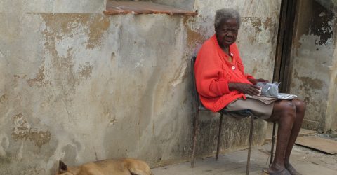 woman and dog