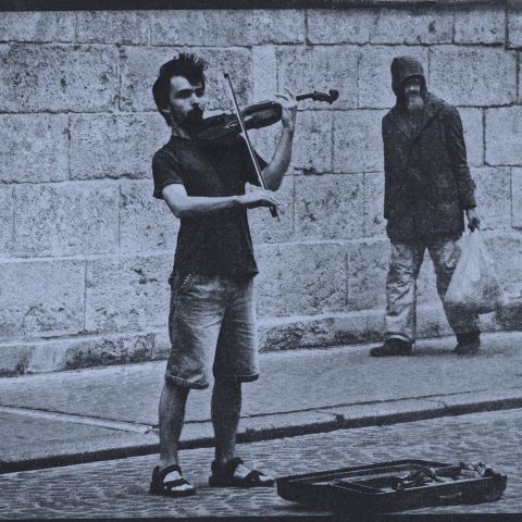 STREET MUSICIAN-2(cyanotype print, tea toner)