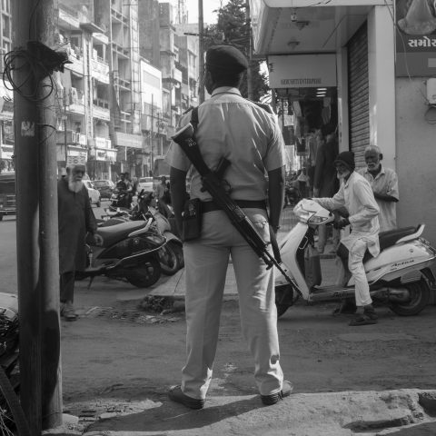 Policeman with a rifle