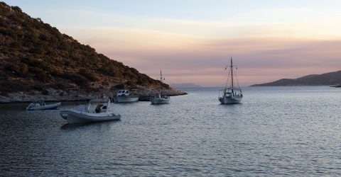 Beautiful colors after sunset in Panormos