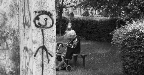 Old woman + graffiti