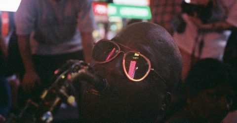 Saxophonist in Times Square