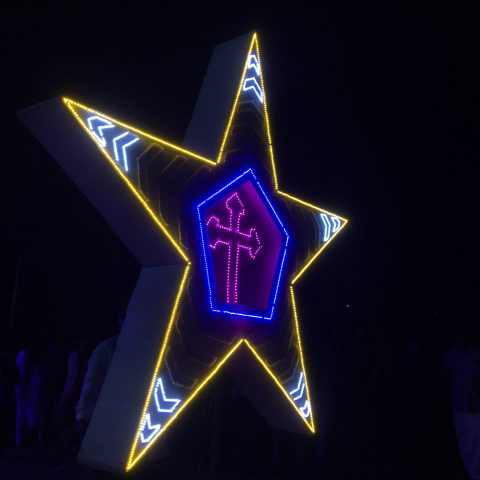 Christmas carol rally decorations at Kuruppampady Church, Kerala, India