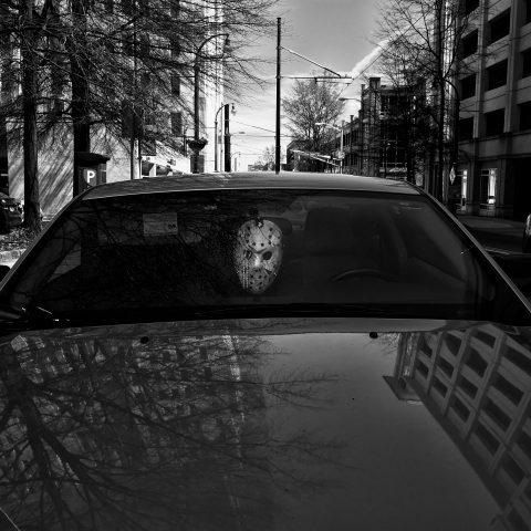 The mask in the car