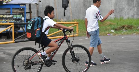 cycling when young, walking when old.