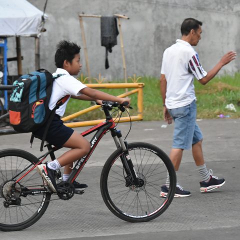 cycling when young, walking when old.