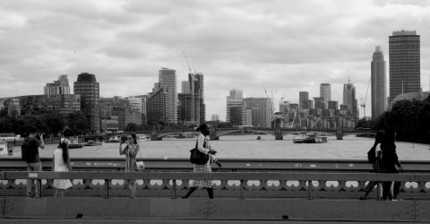 Walking on bridge