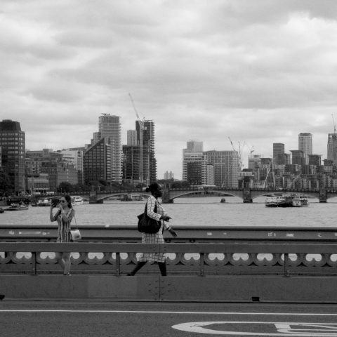 Walking on bridge