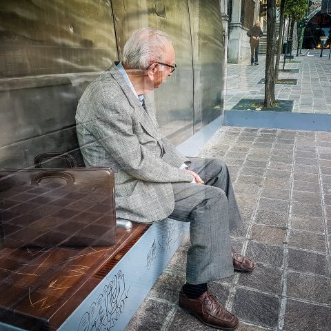 At the bus stop