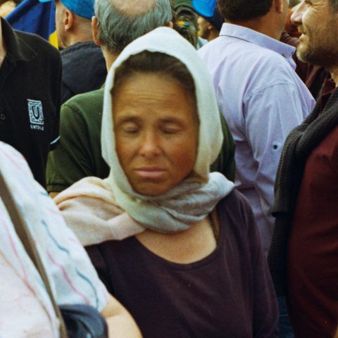 Woman with eyes shut